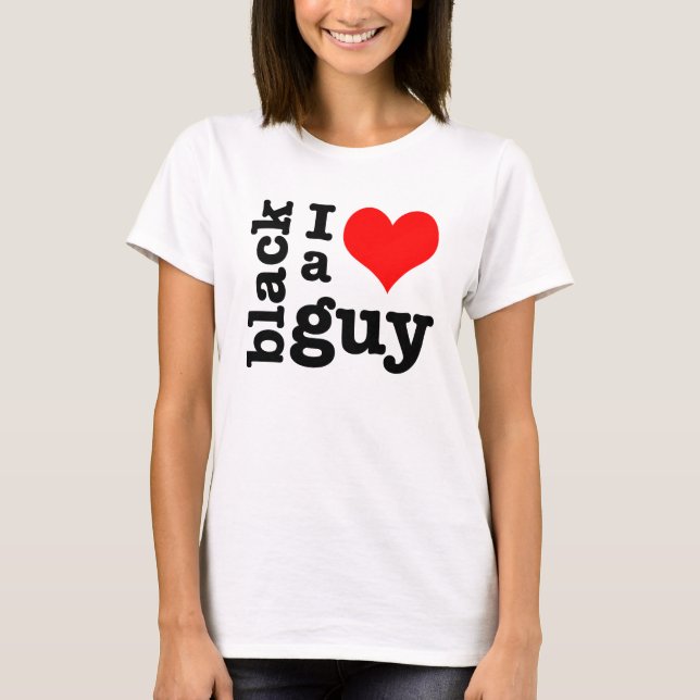 t-shirt eu amo uma cara preta (Frente)
