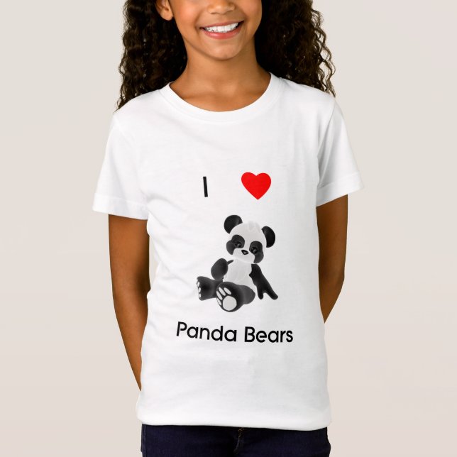 T-shirt Eu amo ursos de panda (Frente)