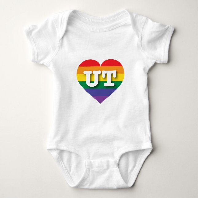 T-shirt Eu Amo Utah Rainbow Heart (Frente)