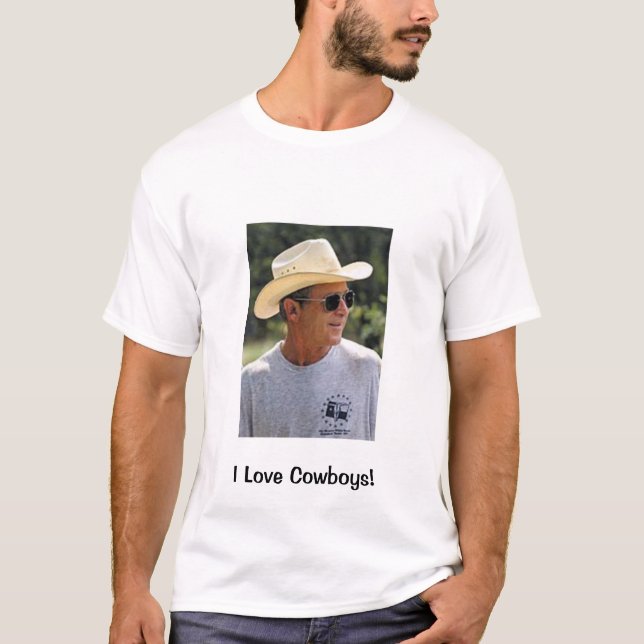 T-shirt Eu amo vaqueiros & George Bush (Frente)