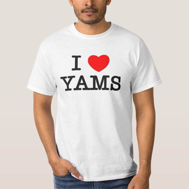 T-shirt Eu amo YAMS (a comida) (Frente)