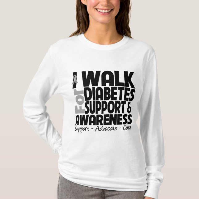 T-shirt Eu ando para a consciência do diabetes (Frente)