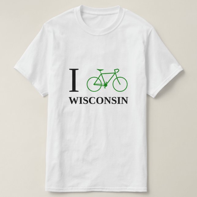 T-shirt Eu Bike WISCONSIN (o ícone verde da bicicleta) (Frente do Design)