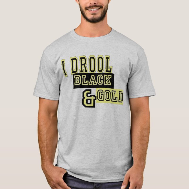 T-shirt Eu Drool preto & ouro (Frente)