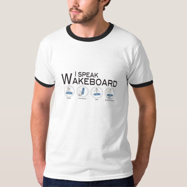 T-shirt Eu falo Wakeboard, Wakeboarding (Frente)