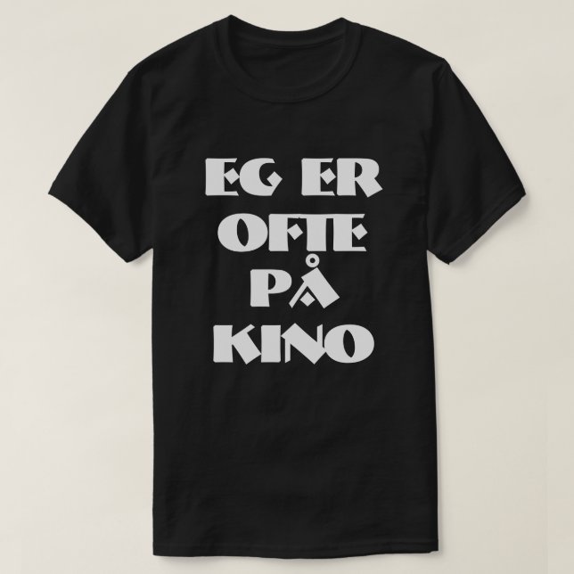 T-shirt Eu frequentemente vou ao cinema em negro norueguês (Frente do Design)