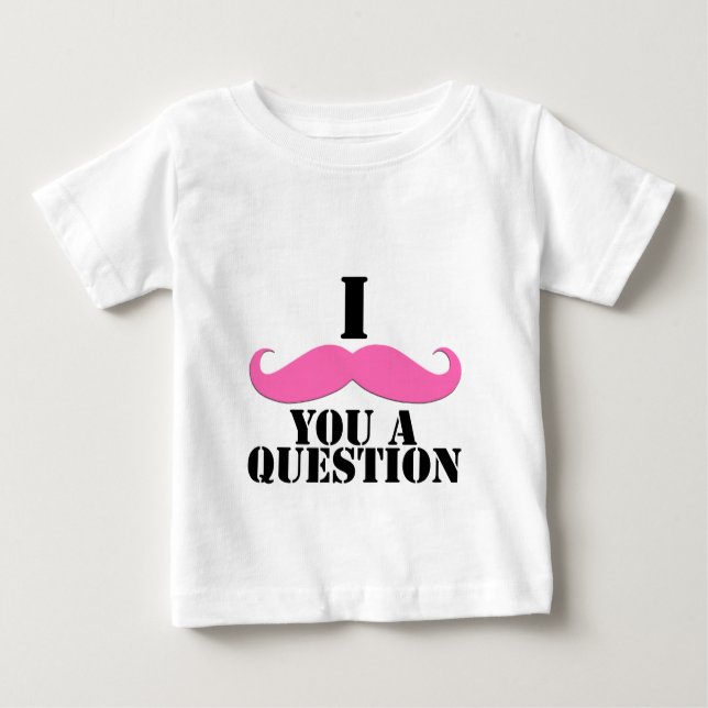 T-shirt Eu Lhe Dou Uma Questão De bigode Rosa (Frente)