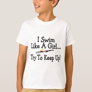 T-shirt Eu nado como uma tentativa da menina para