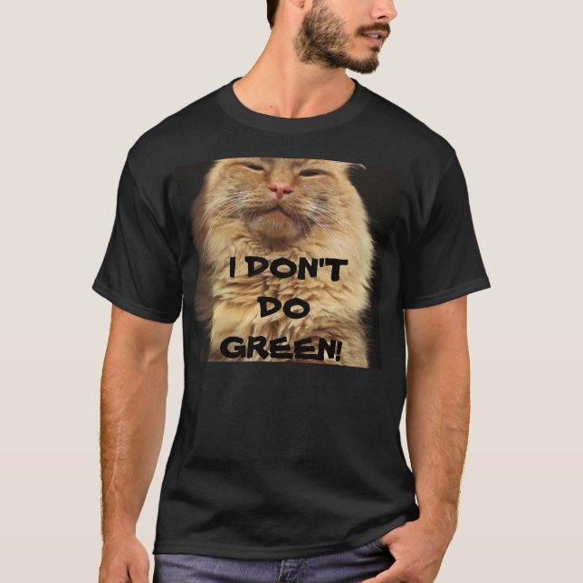 T-shirt Eu não faço Gatinho verde laranja rabugento (Frente)