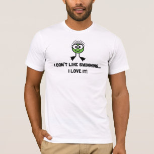 T-shirt Eu não gosto de nadar. - Caráter verde da nataç