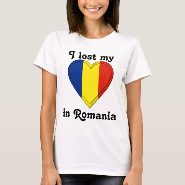 T-shirt Eu perdi meu coração em Romania (Frente)