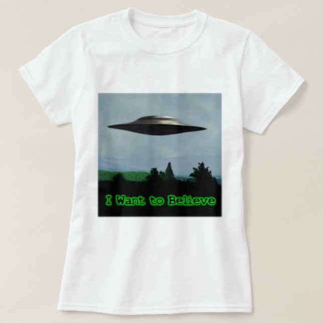 T-shirt Eu quero acreditar (Frente do Design)