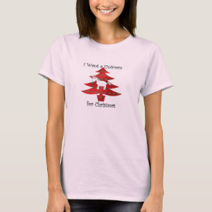 T-shirt Eu quero um unicórnio para o Natal no vermelho