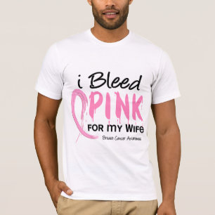 T-shirt Eu sangro o rosa para meu cancro da mama da esposa