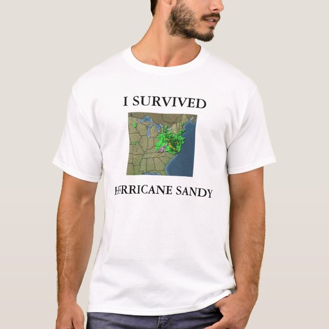 T-SHIRT EU SOBREVIVI AO FURACÃO SANDY (Frente)