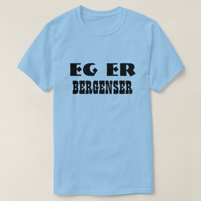 T-shirt Eu sou Bergenser em Norueguês Light Blue (Frente do Design)