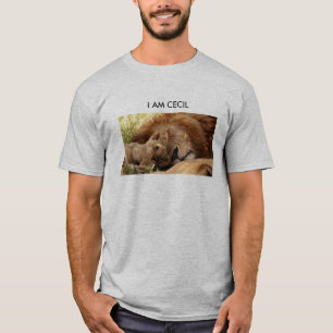 T-shirt Eu Sou Cecil o Leão com Seu Filhote