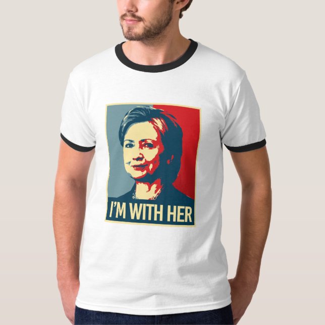 T-shirt eu sou com poster de hillary - - (Frente)