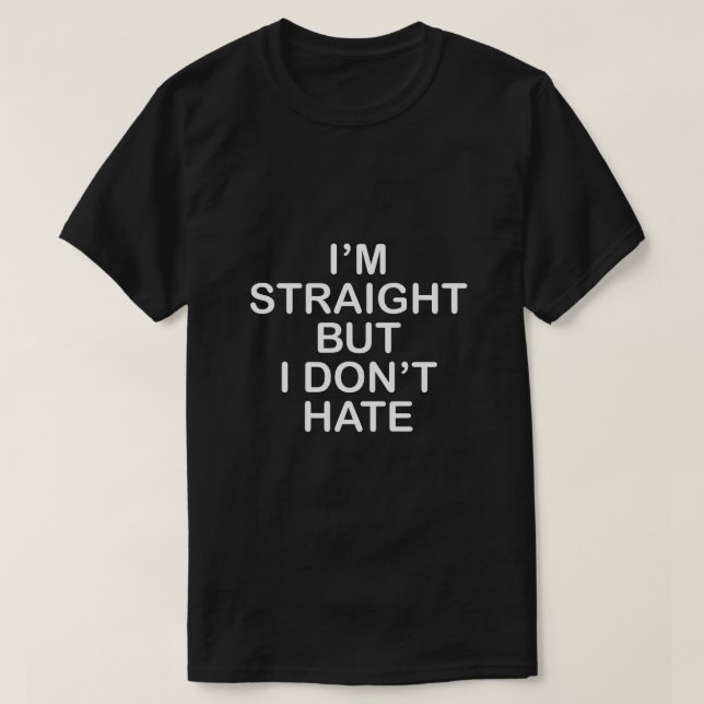 T-SHIRT EU SOU HETERO, MAS NÃO ODEIO. LGBT ALLY (Frente do Design)