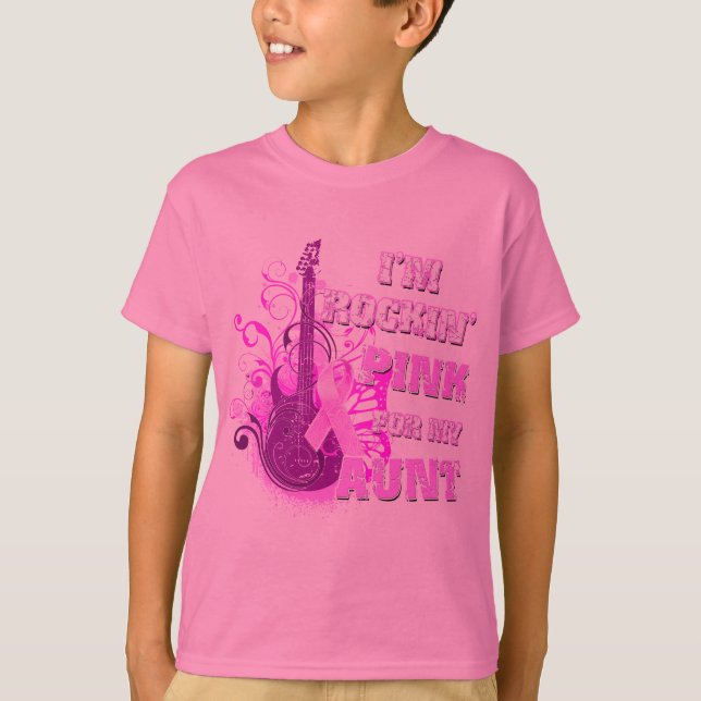 T-shirt Eu sou rosa de Rockin para minha tia (Frente)