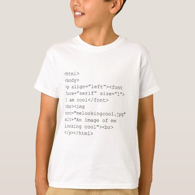T-shirt "Eu sou" T legal da codificação do HTML (Frente)