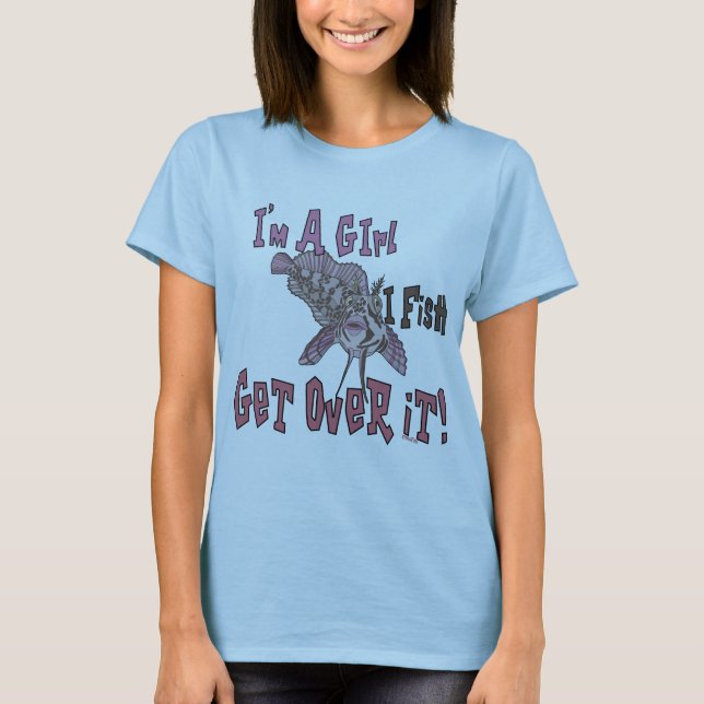 T-shirt Eu sou uma garota que eu peixe supera (Frente)