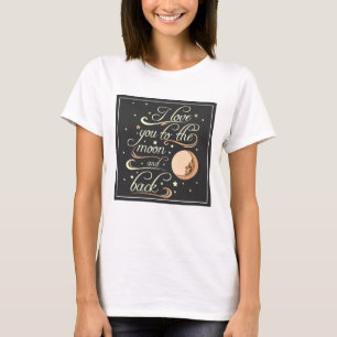 T-shirt Eu te amo ao preto da lua e da parte traseira