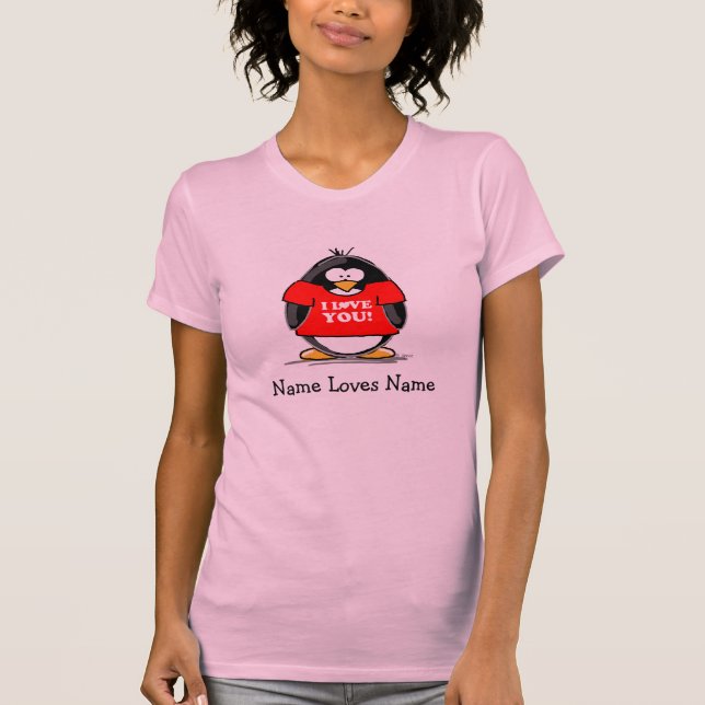 T-shirt Eu te amo pinguim (Frente)