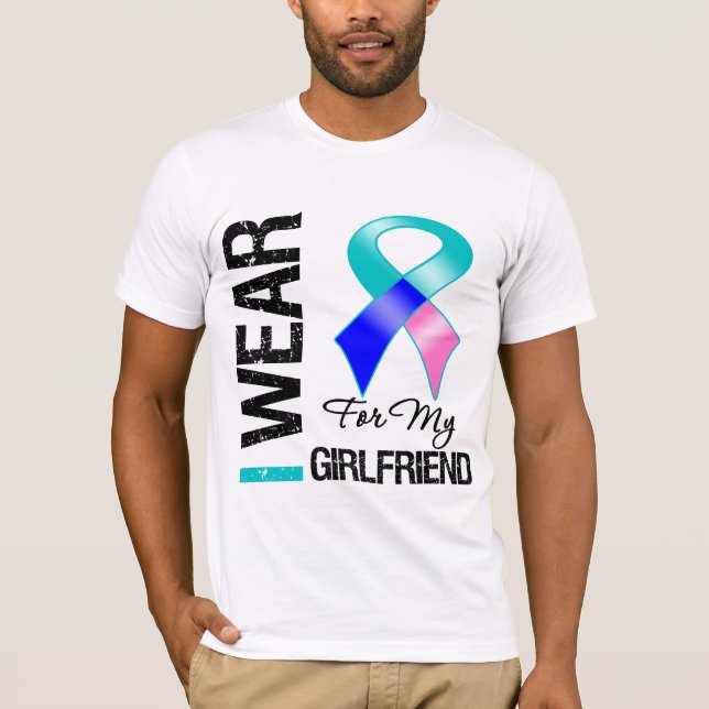 T-shirt Eu visto a fita do cancer de tiróide para meu (Frente)