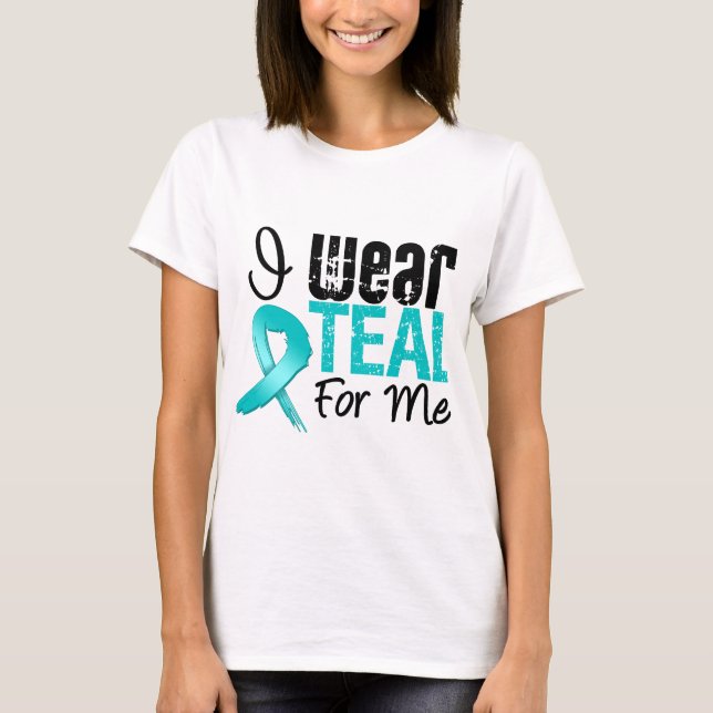 T-shirt Eu Visto Fita Teal Para Mim (Frente)