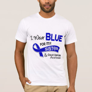 T-shirt Eu visto o azul para meu cancro do cólon da irmã