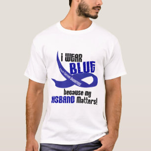 T-shirt Eu visto o azul para meu CANCRO DO CÓLON do marid