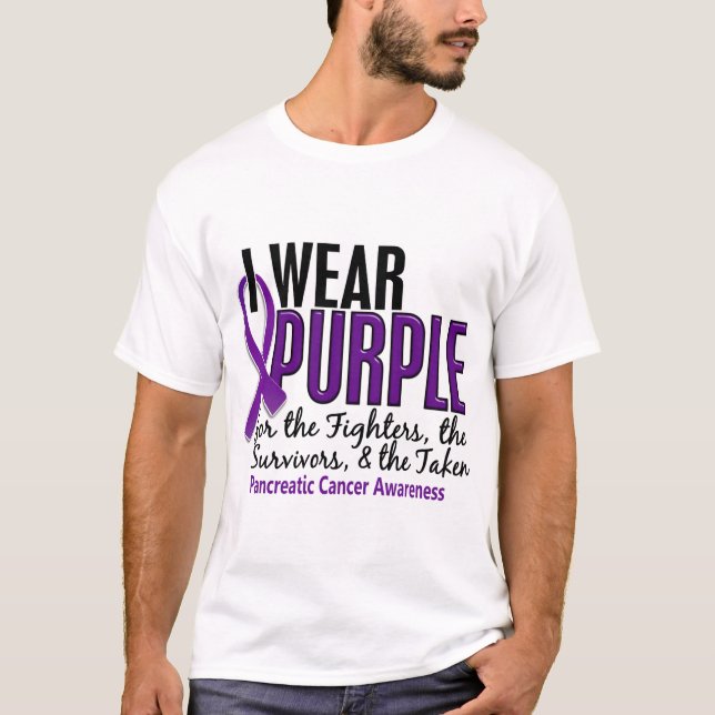 T-shirt Eu visto o câncer de pâncreas roxo de FST 10 (Frente)