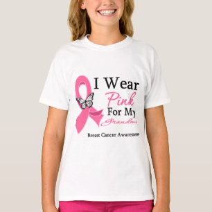 T-shirt Eu visto o cancro da mama cor-de-rosa da avó da