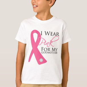 T-shirt Eu visto o cancro da mama cor-de-rosa da madrinha