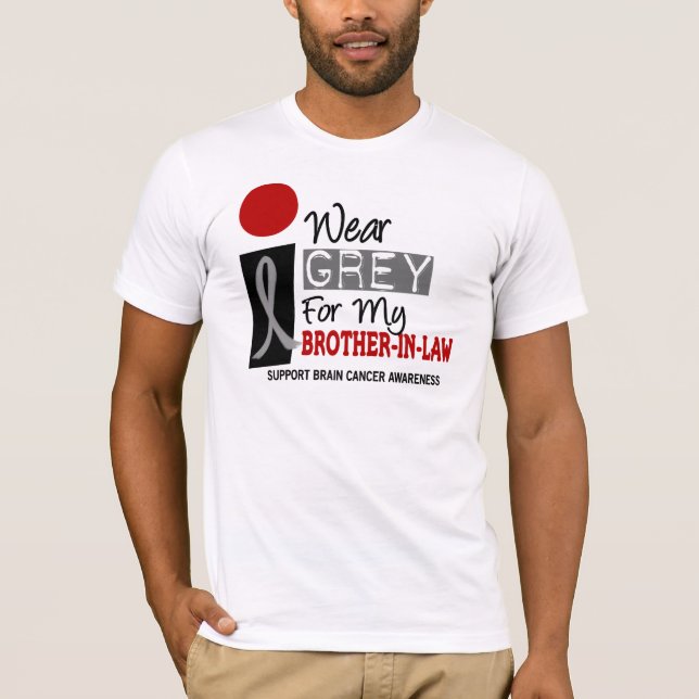 T-shirt Eu visto o cinza para meu CANCRO CEREBRAL do (Frente)