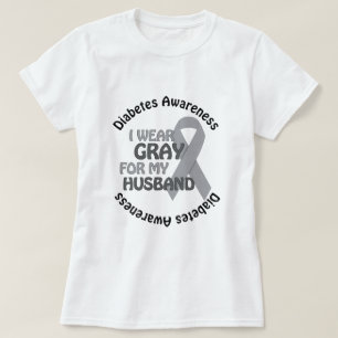 T-shirt Eu visto o cinza para meu diabetes Awar do apoio
