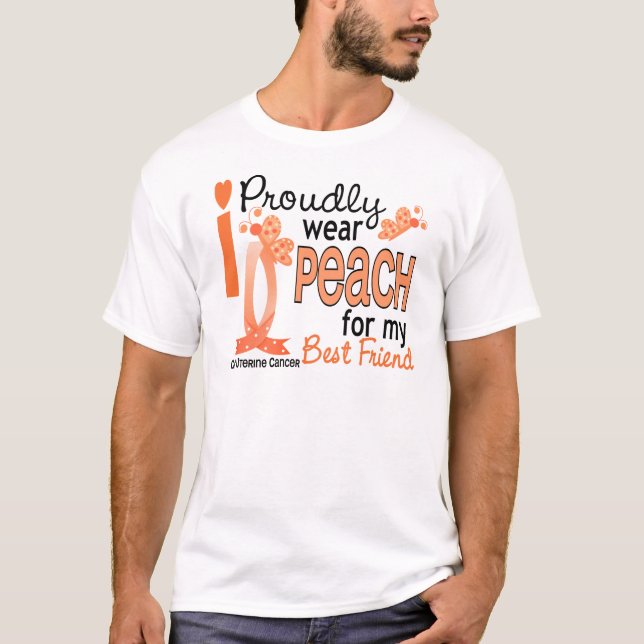 T-shirt Eu visto o pêssego para meu cancer uterina do (Frente)