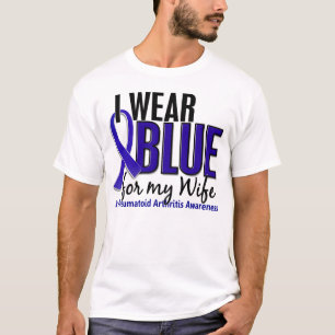 T-shirt Eu visto o RA azul da artrite reumatóide da espos