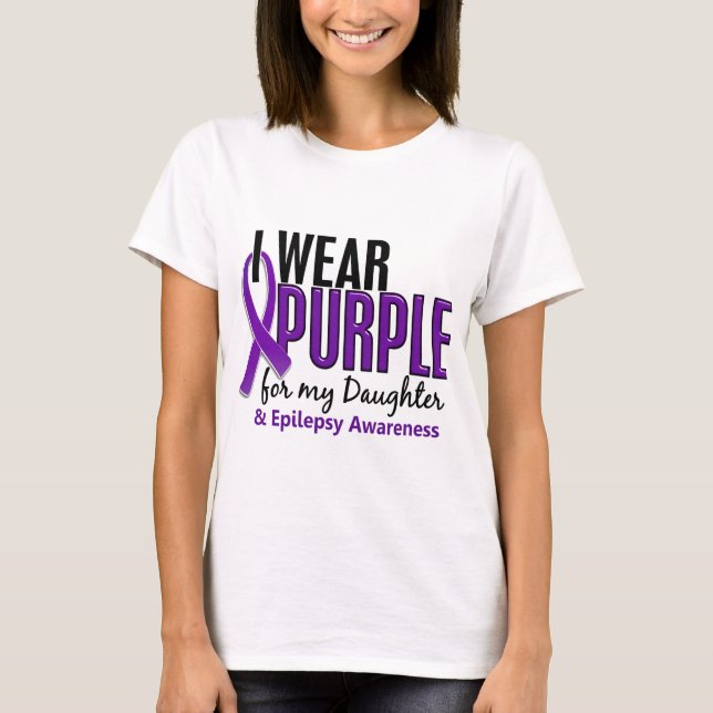 T-shirt Eu visto o roxo para minha epilepsia da filha 10 (Frente)