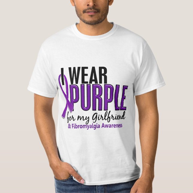 T-shirt Eu visto o roxo para minha fibromialgia do (Frente)