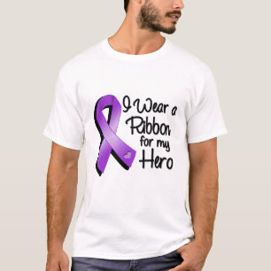 T-shirt Eu visto uma fita roxa para meu herói