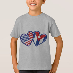 T-shirt EUA CUBA Flag Hearts
