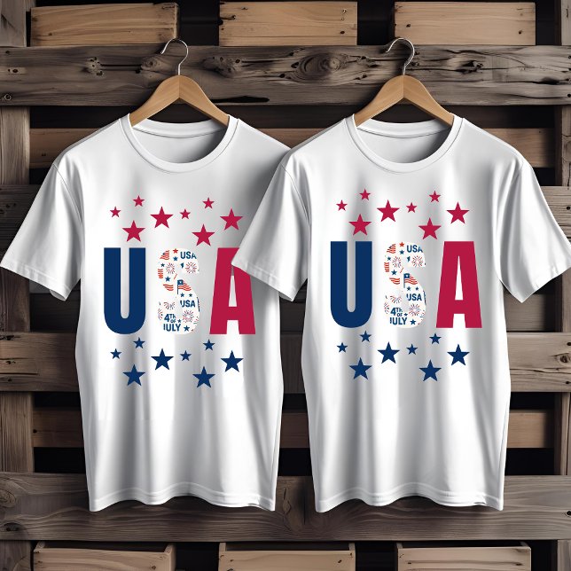 T-Shirt EUA de 4 de julho com estrelas (Criador carregado)
