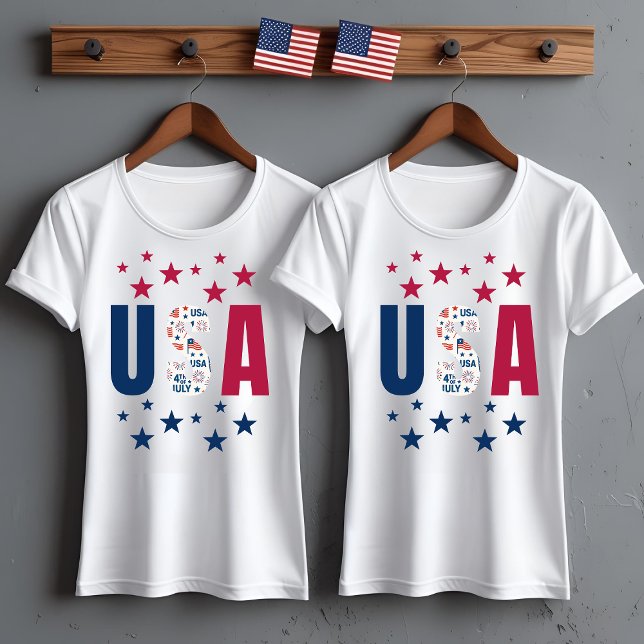 T-Shirt EUA de 4 de julho com estrelas (Criador carregado)