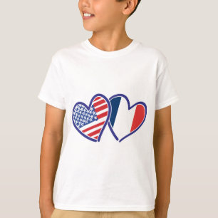 T-shirt EUA e França adoram corações