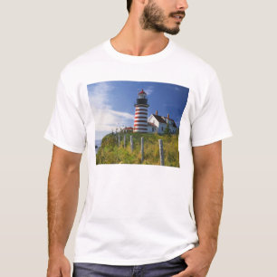 T-shirt EUA, Maine, Lubec. Farol de Cabeça Oeste Quoddy