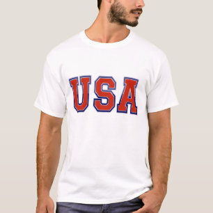 T-shirt EUA Patriótico em Branco Vermelho e Azul