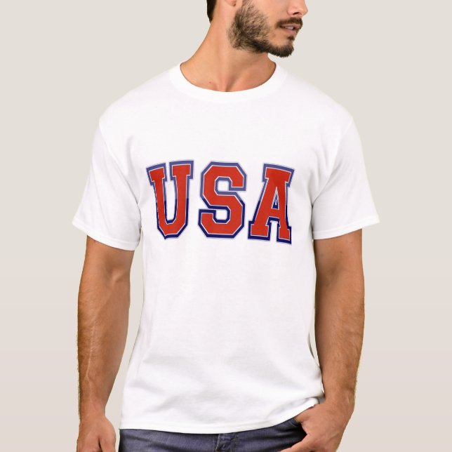 T-shirt EUA Patriótico em Branco Vermelho e Azul (Frente)