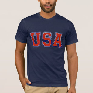 T-shirt EUA patriótico em branco vermelho e azul